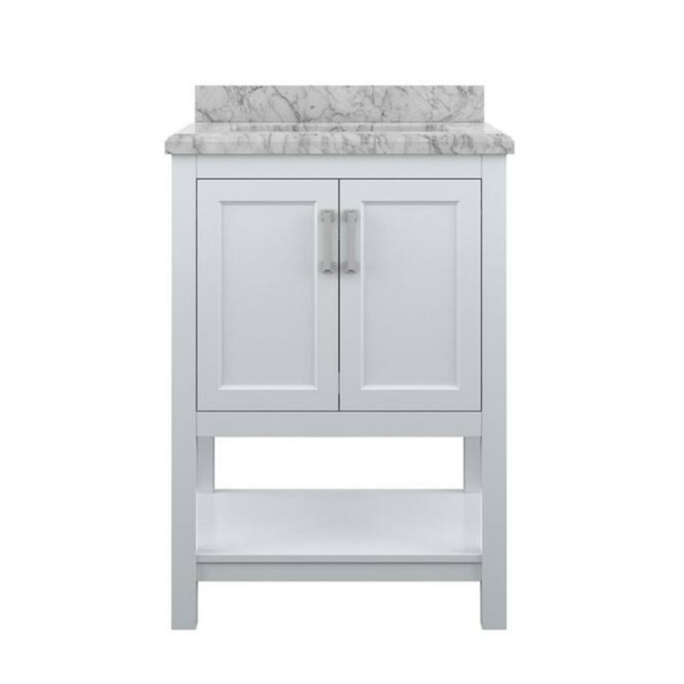 Winston Porter Bayview 25'' Single Bathroom Vanity with Carrara Marble